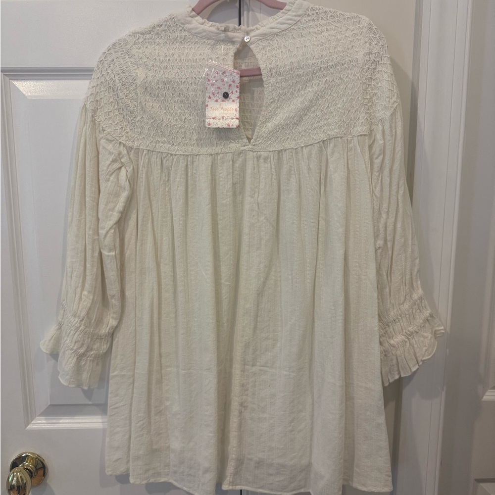 NWT Free People Obi Mila Smocked Tunic Top Ivory Small - Picture 4 of 14